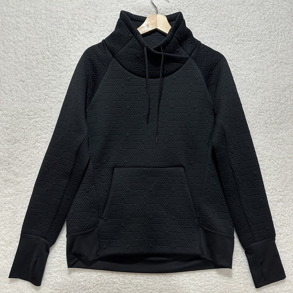 Athleta Funnel Neck Jacquard Elevation Mock Neck Pullover Sweater Black Size S